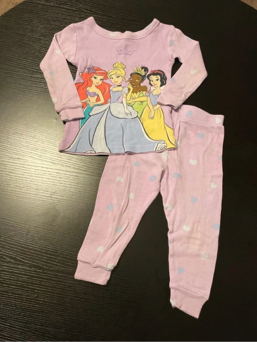 Disney Lavender Princess Pajama Set with Multi-Color Character Print